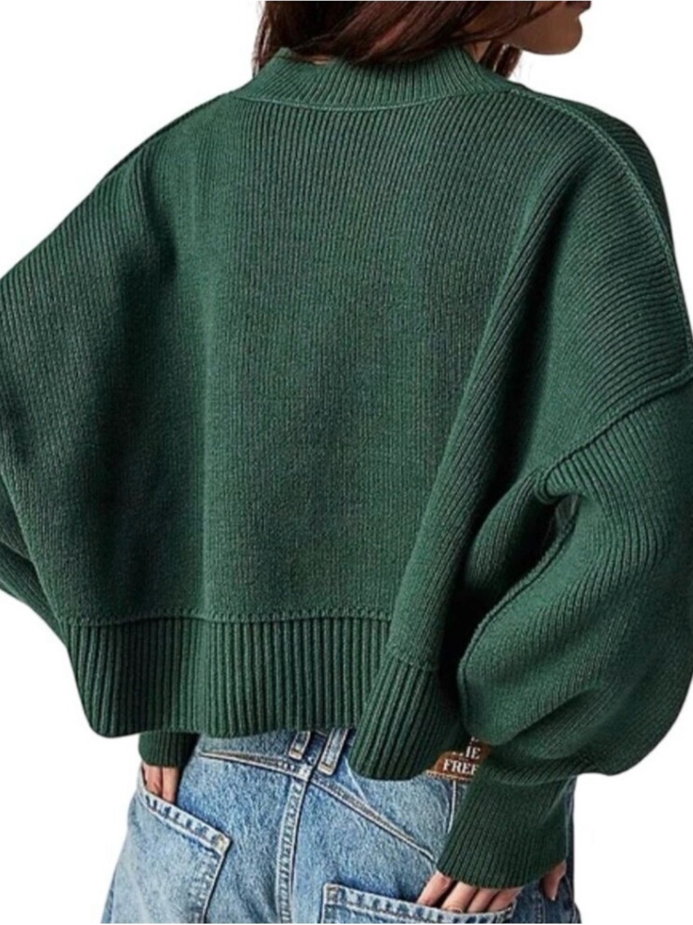 Free People Easy Street Cropped Sweater in Green